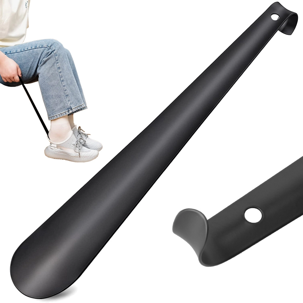 Dlhý kovový obuvák na topánky čierny, 58 cm