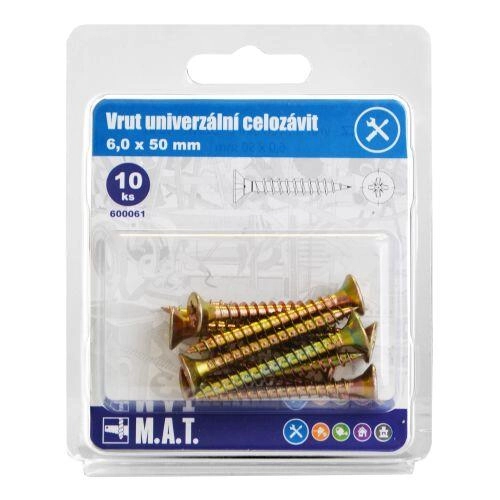 E-shop Univerzálne skrutky celovrchné 6 × 50 mm, pozinkované, 10 ks