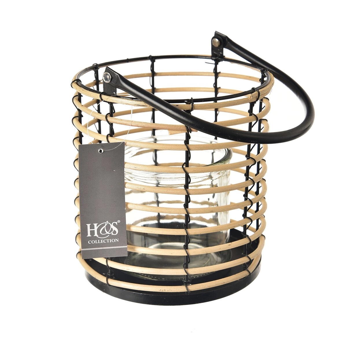 E-shop Lampa s uchom drevo 160x300mm na sviečku, čierna, prírodná