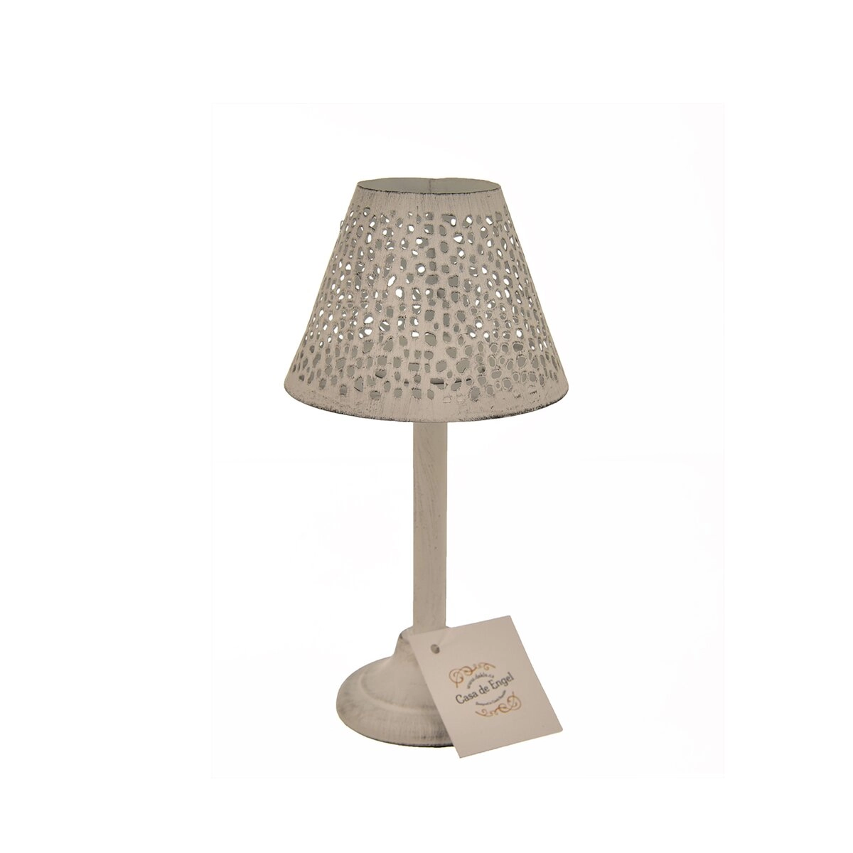 E-shop Kovový svietnik lucerna biely s bodkovaným dekorom 20 cm
