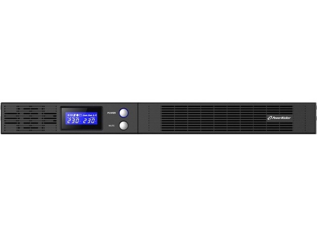 UPS PowerWalker line‑interactive 500 VA 1U do racku 19" s LCD a USB HID/RS‑232, 4× IEC