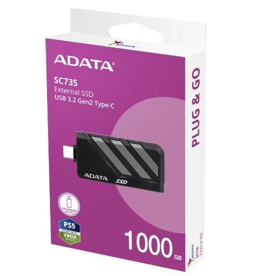 externý SSD disk ADATA SC735 1 TB USB‑C 3.2 Gen 2 1000/1000 MB/s šedý
