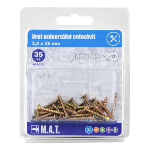 E-shop Univerzálne skrutky s plným závitom 3,5 × 25 mm, pozinkované (35 ks)