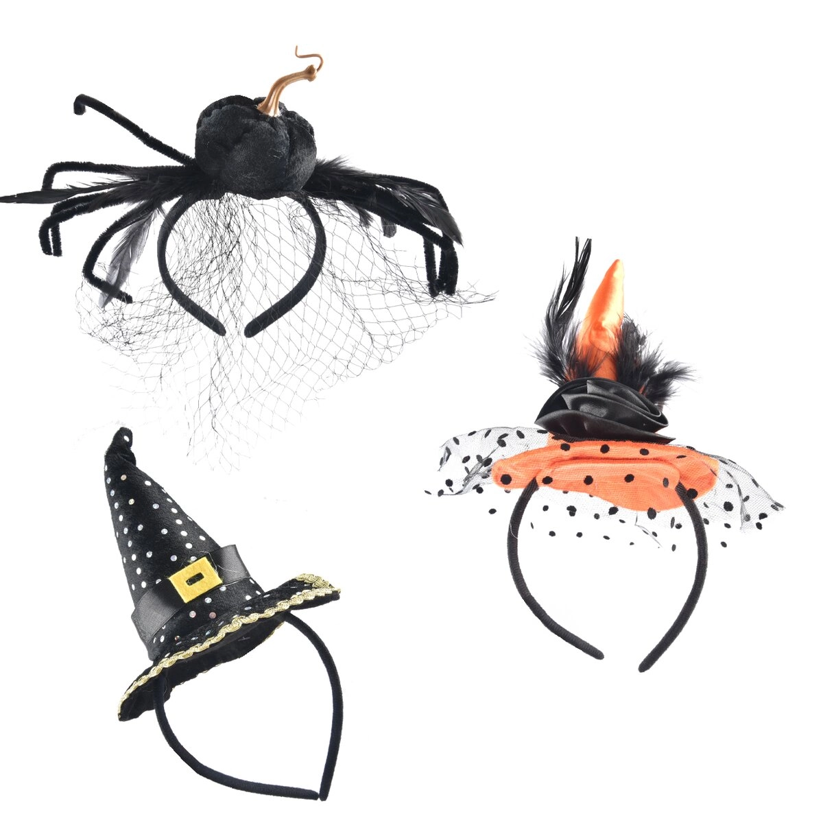 E-shop Čarodejnícka karnevalová čelenka z polyesteru 24 cm (3 varianty)