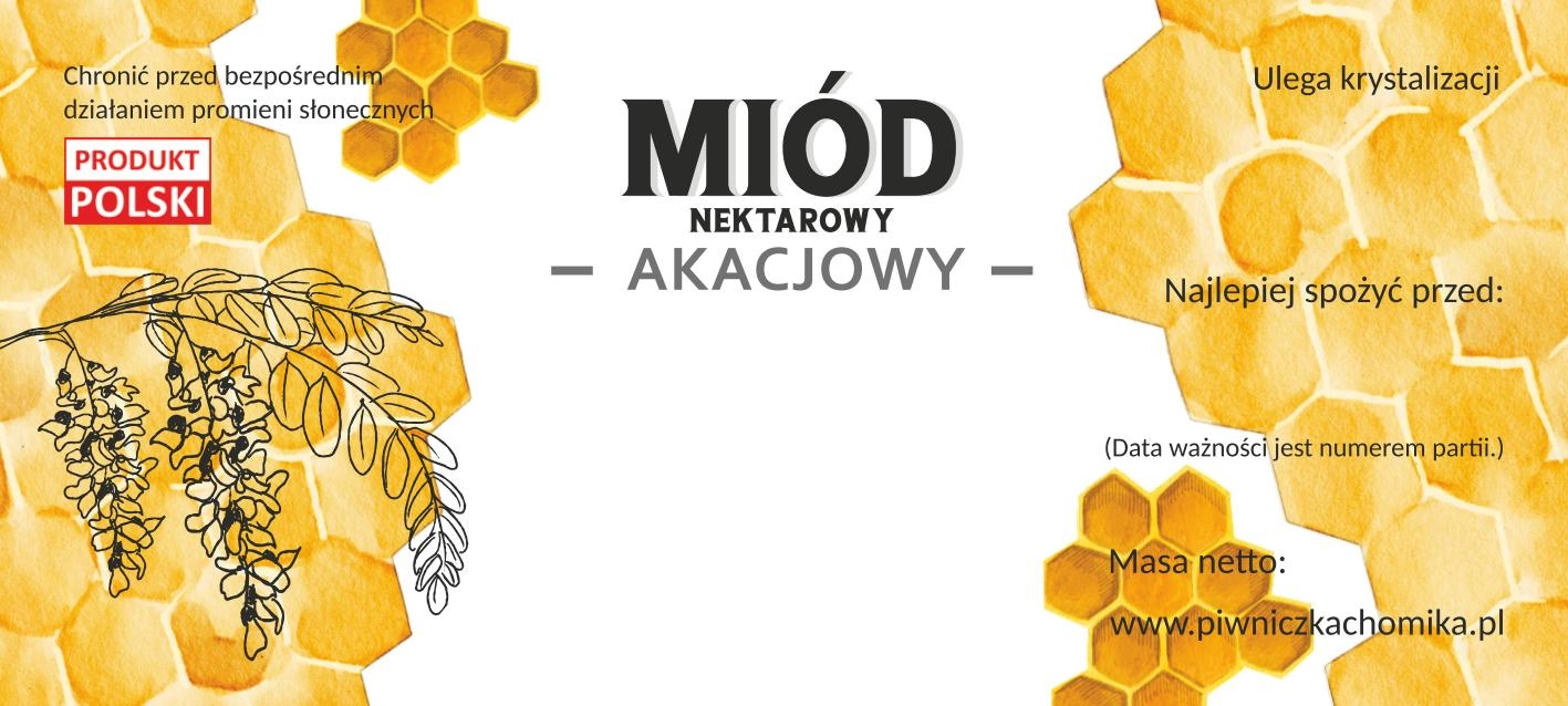E-shop Súprava etikiet na agátový kvetový med 116 × 50 mm, 100 ks
