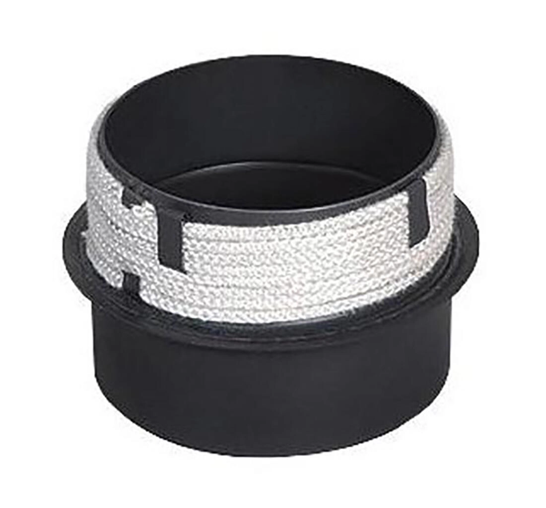 E-shop Prechod do komína 200/200 mm s tesniacou šnúrou, dĺžka 160 mm, hrúbka 1,5 mm, čierny