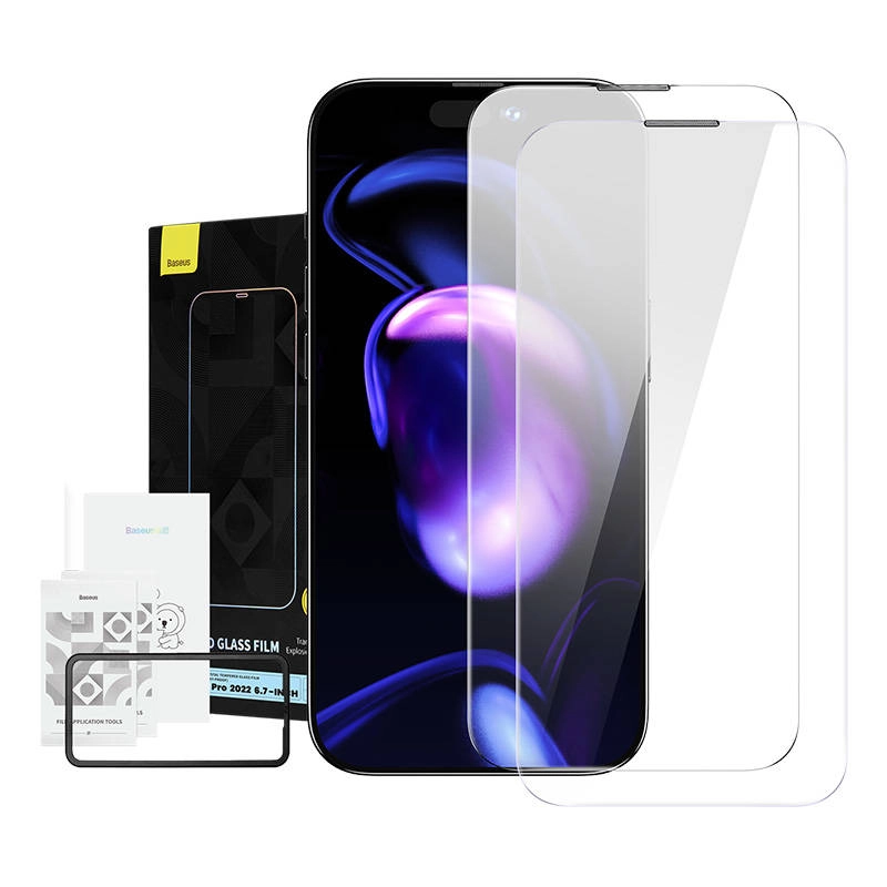 E-shop Baseus Crystal tvrdené sklo odolné proti prachu 0,3 mm pre iPhone 14/13/13 Pro – Dvojbalenie