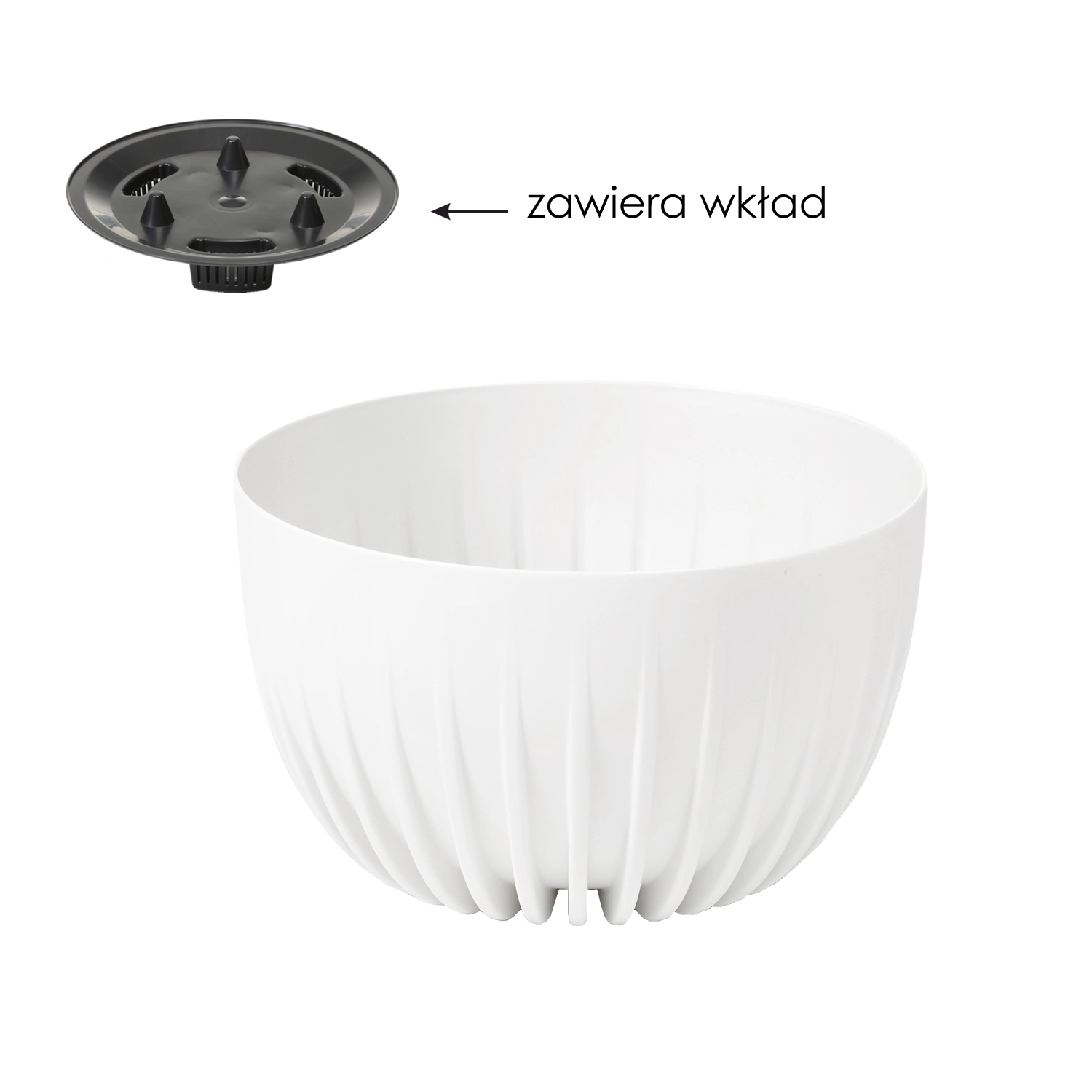 E-shop Plastová misa na rastliny MIRA 24 cm biela s vložkou