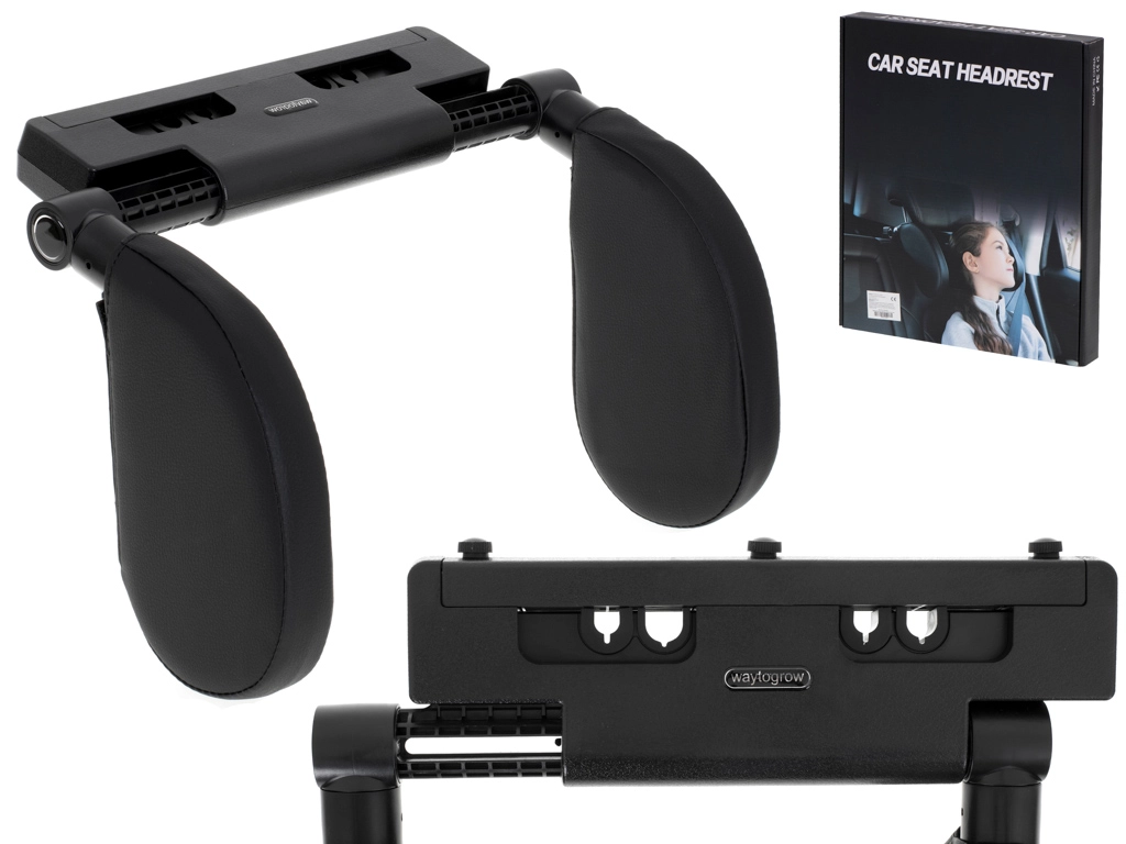 Autosedačkový cestovný oporný vankúš na hlavu a krk, nastaviteľný – čierna
