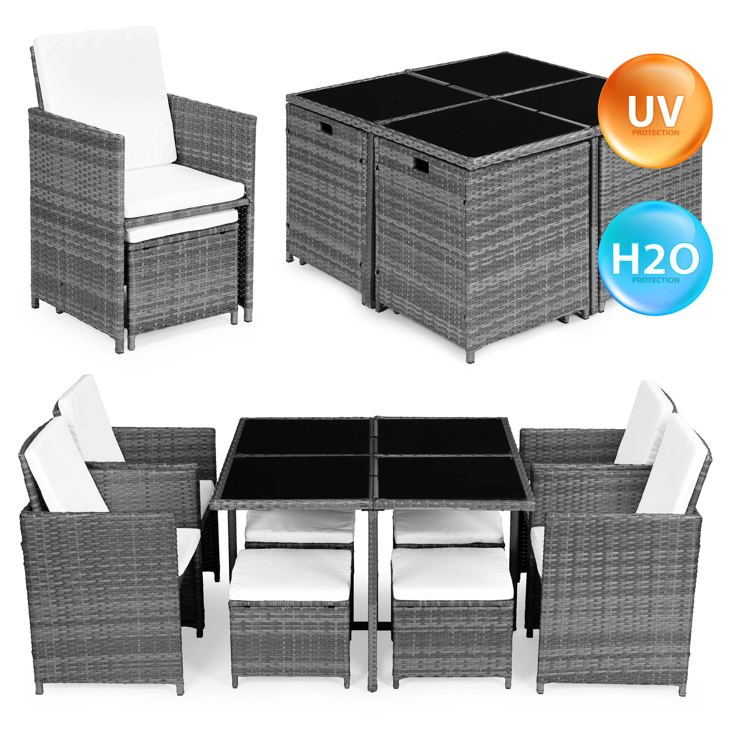 Záhradná nábytková sada s ratanovým vzhľadom – 4 kreslá, 4 taburety, stôl MultiGarden