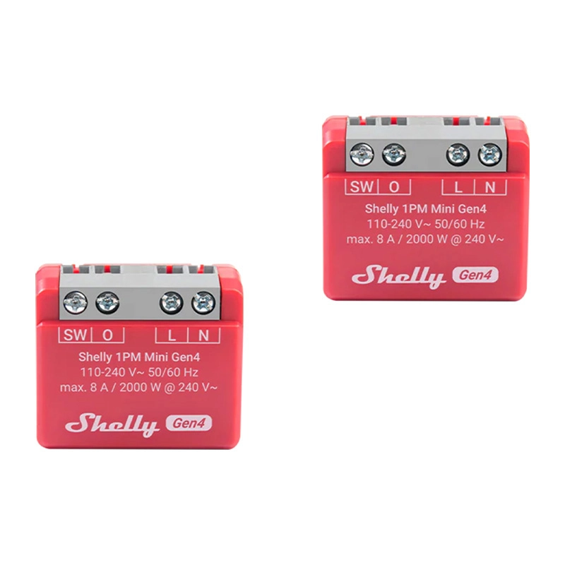 E-shop Shelly 1PM Mini Gen4 2ks balenie spínací modul s meraním spotreby 1x 8A (WiFi, Bluetooth, Zigbee, Matter) SHELLY-1PM-Mini-Gen4-2-PACK-2056