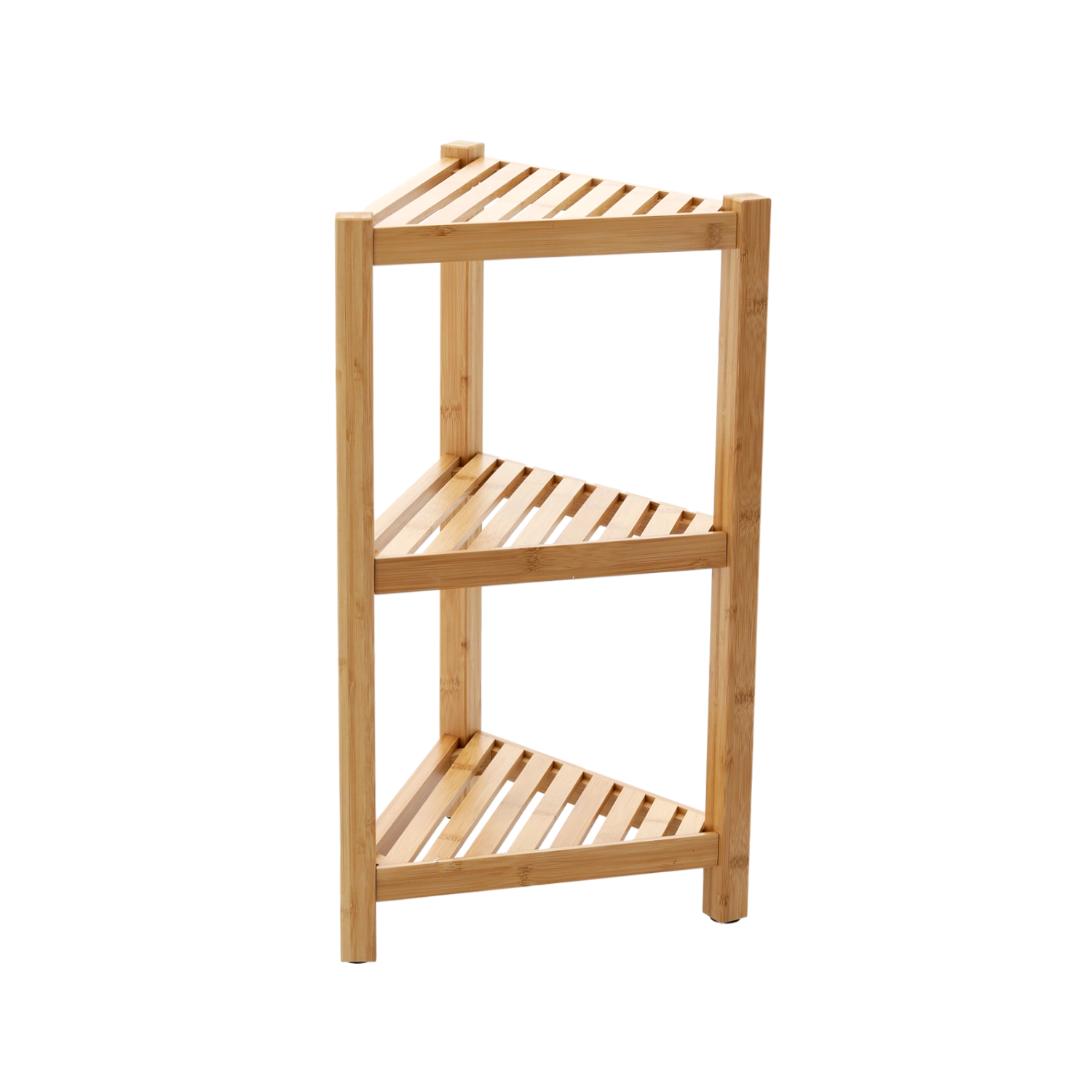 Rohový bambusový regál 3-poschodový 34 × 34 × 60 cm