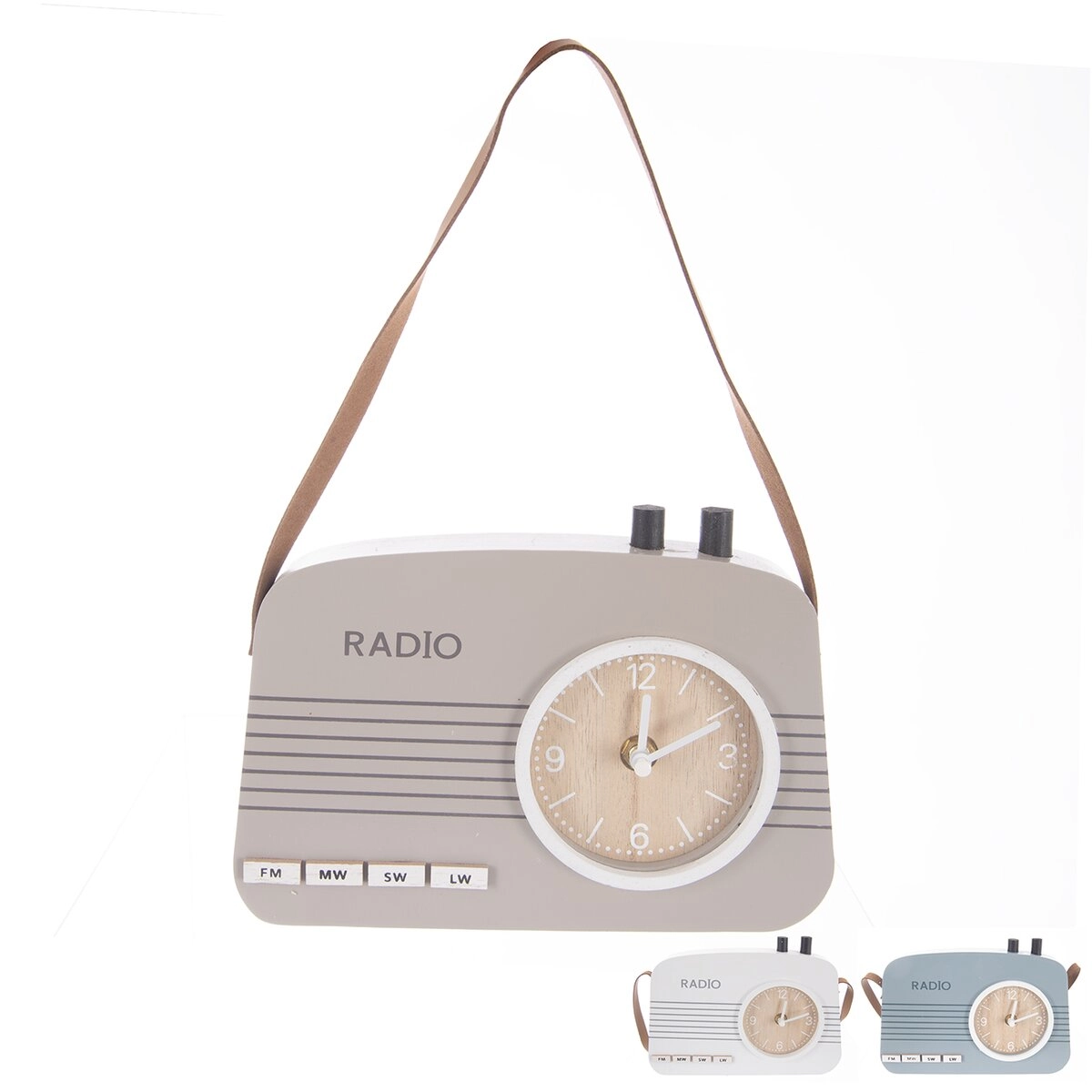 E-shop Dekoratívne stolové hodiny v tvare rádia (UH/drevo) 21 × 35 × 15 cm, 3 varianty