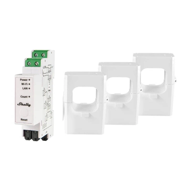 E-shop Shelly Pro 3EM 400A biela / Trojfázový merač spotreby / BT 4.2 / WiFi (Pro3EM-400)