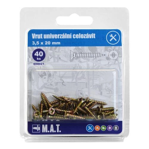 E-shop Univerzálny skrutka celzávit 3,5 × 20 mm, zinok (40 ks)