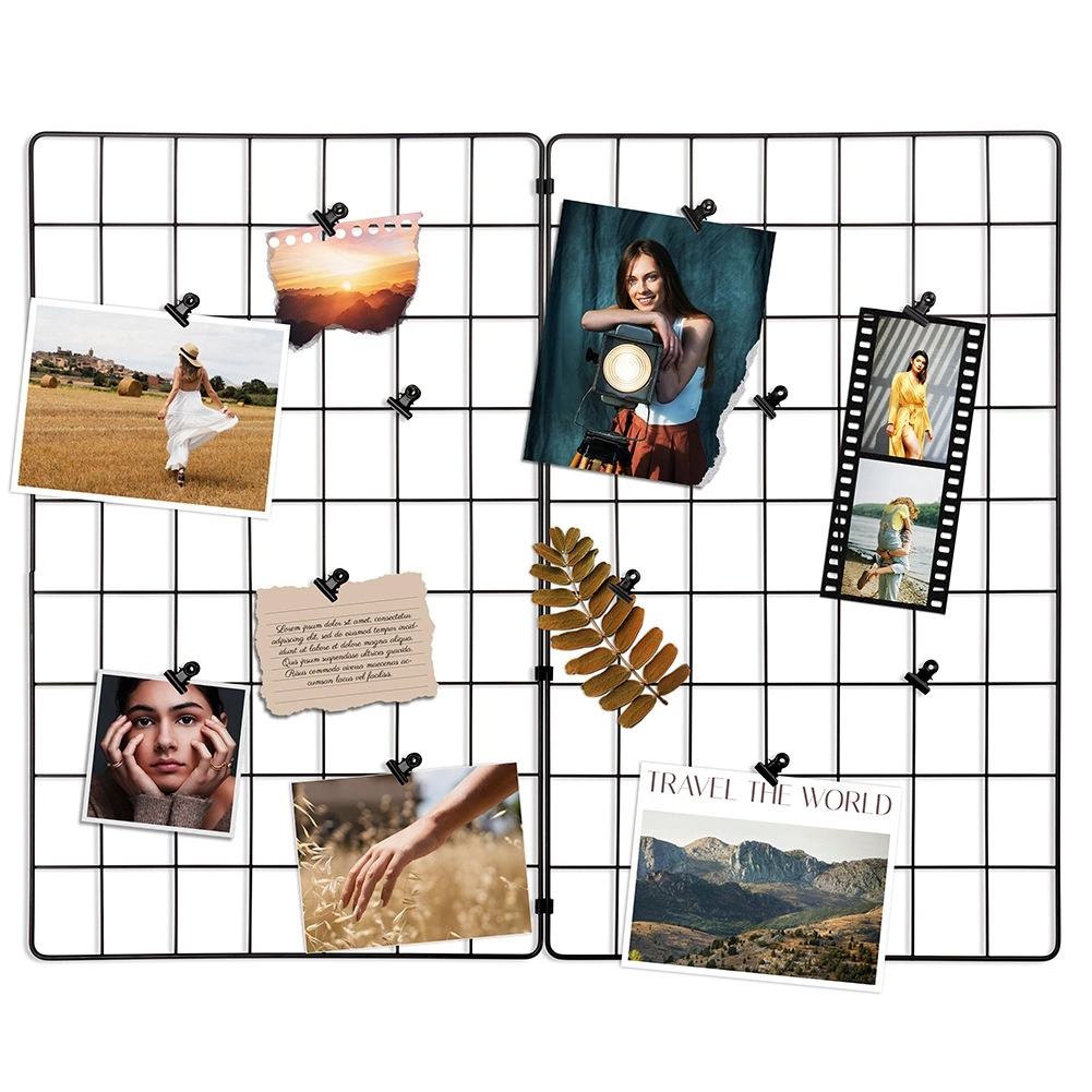 E-shop Kovová nástenná mriežka na fotografie, čierna 58 × 72 cm (sada 2 ks)