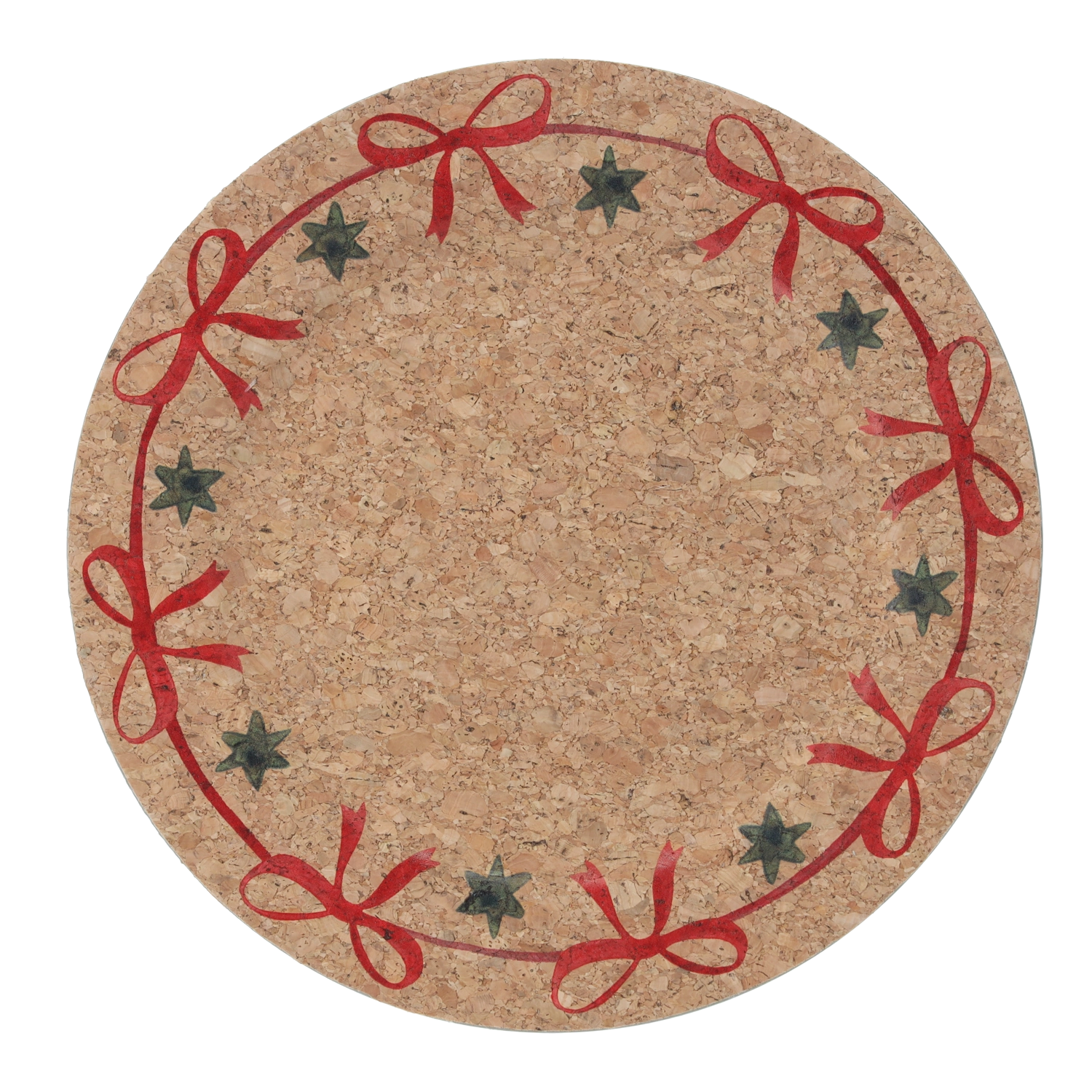 E-shop Okrúhly korkový podtácok so stuhami 33 × 33 × 1,5 cm, sada 6 ks