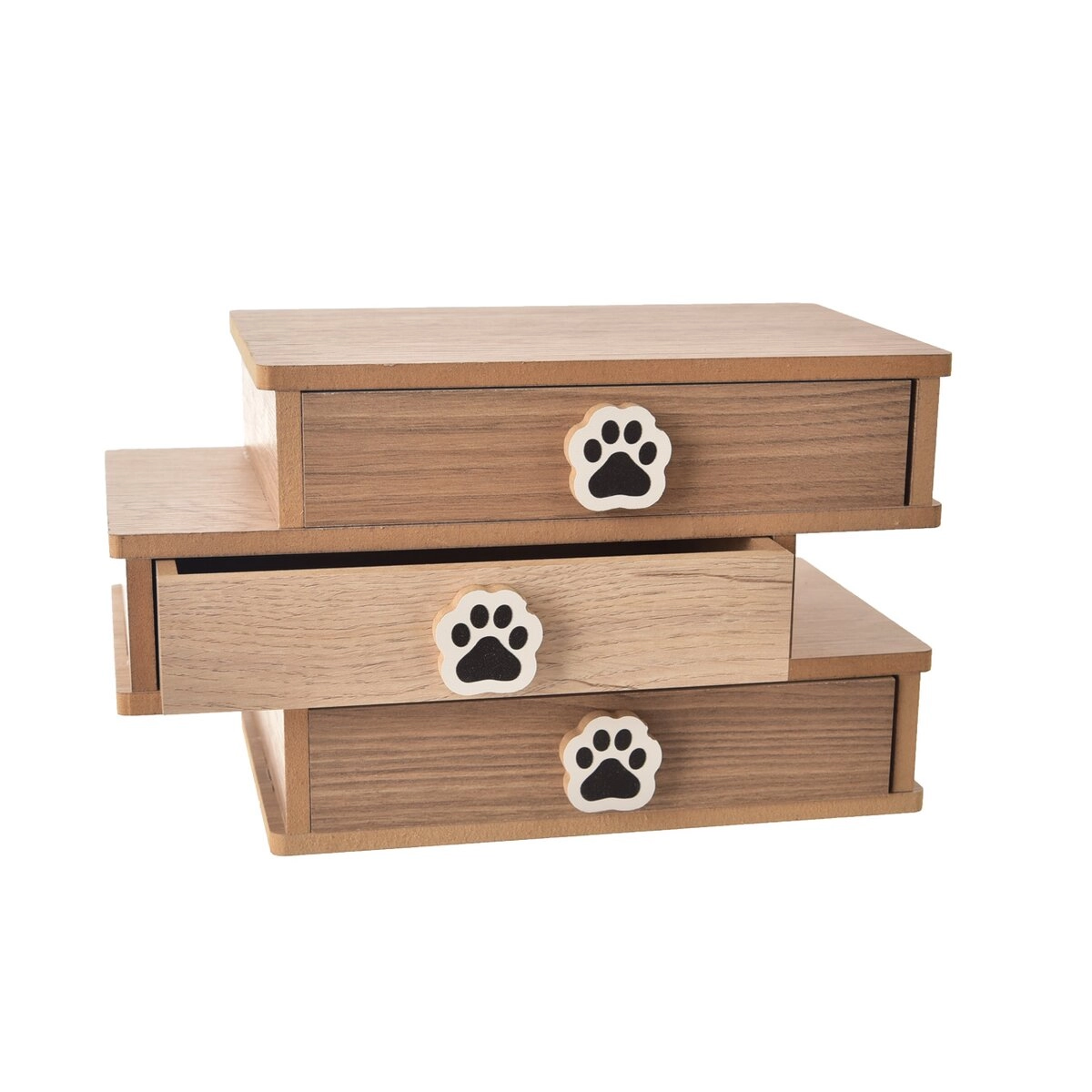 E-shop Drevený organizér s 3 zásuvkami Lovely Cat