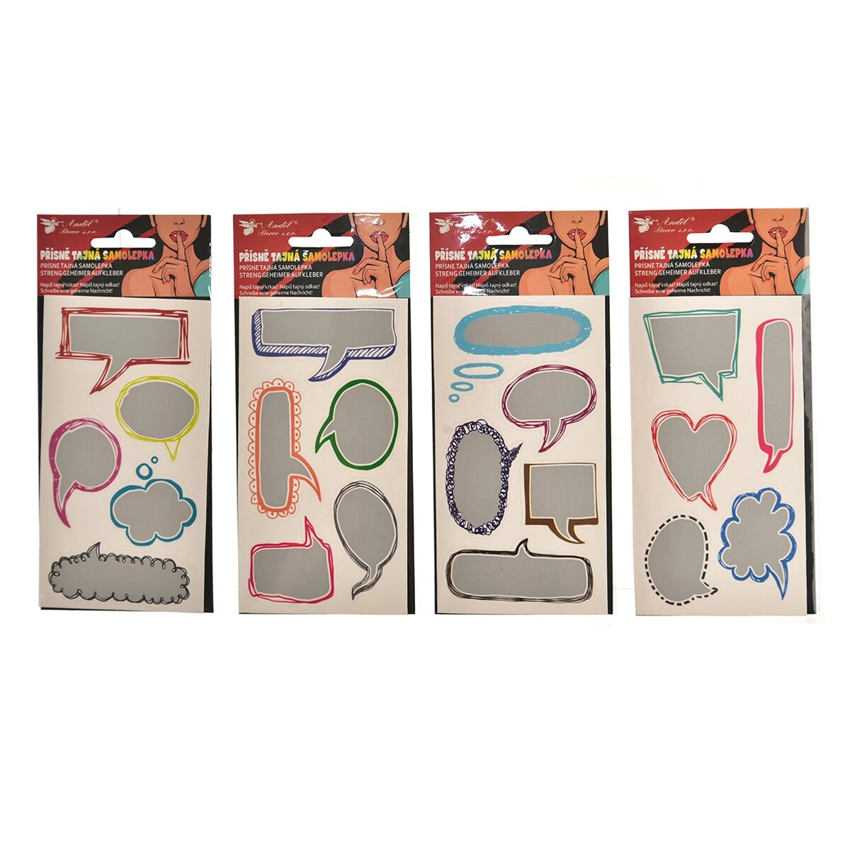 E-shop Zoškrabávacie samolepky a menovky 8 × 14 cm, 5 ks (mix 4 motívov)