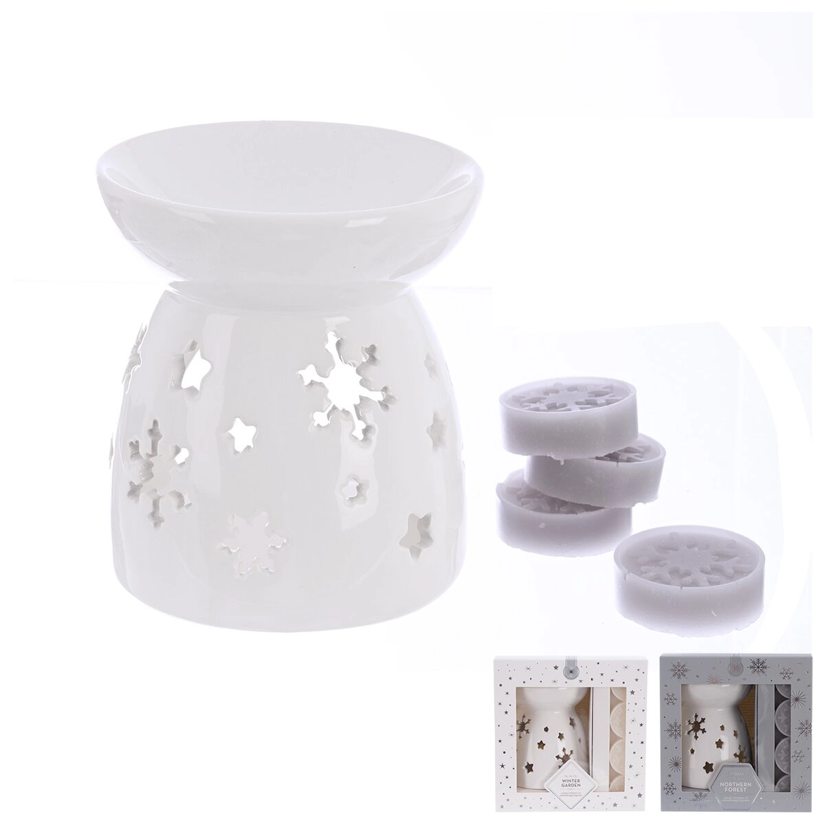 E-shop Biela aromalampa z dolomitu s 5 voskami (2 varianty)