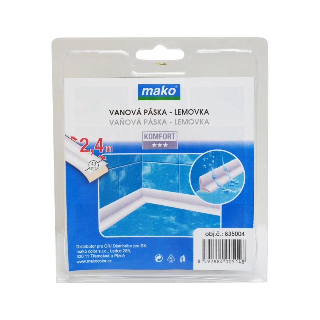 E-shop Mako Škárová páska vaňová lemovka 2,4 m × 40 mm 835004