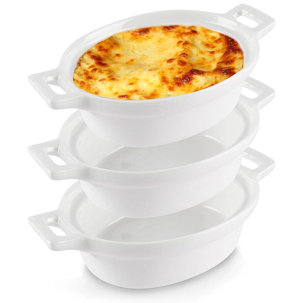 Porcelánové zapekacie mištičky 120 ml, biela, sada 3 ks