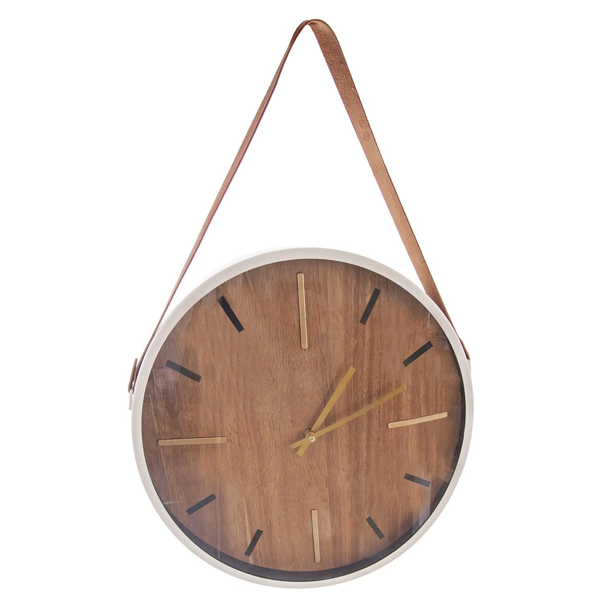 E-shop Béžové nástenné hodiny z dreva a kovu 38 cm