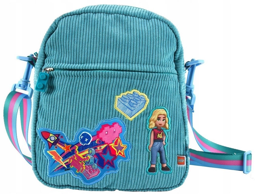 LEGO Friends tyrkysová taška cez rameno s nažehľovacími aplikáciami