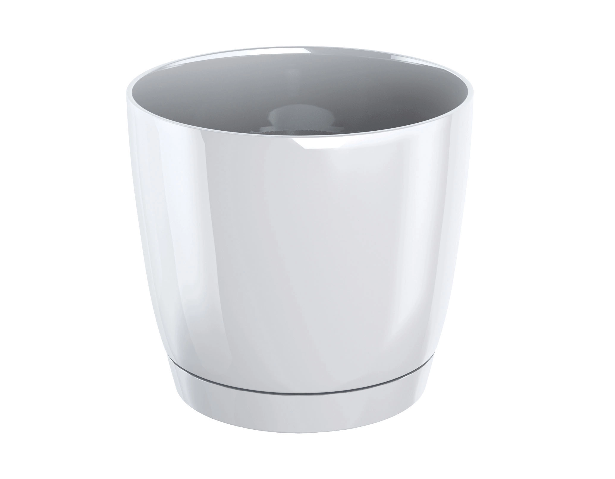 E-shop PlasticFuture Kvetináč Coubi Round s miskou biely, 10 cm