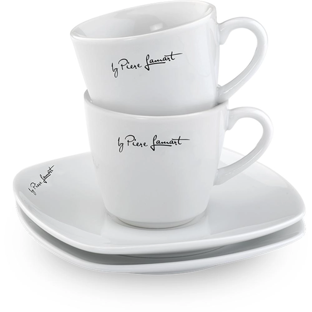 Lamart porcelánové šálky s podšálkami Dine, 2 ks, 90 ml