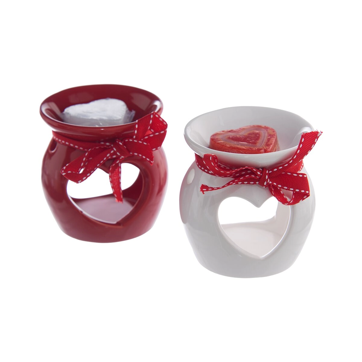 E-shop Keramická aromalampa srdce červeno-biela