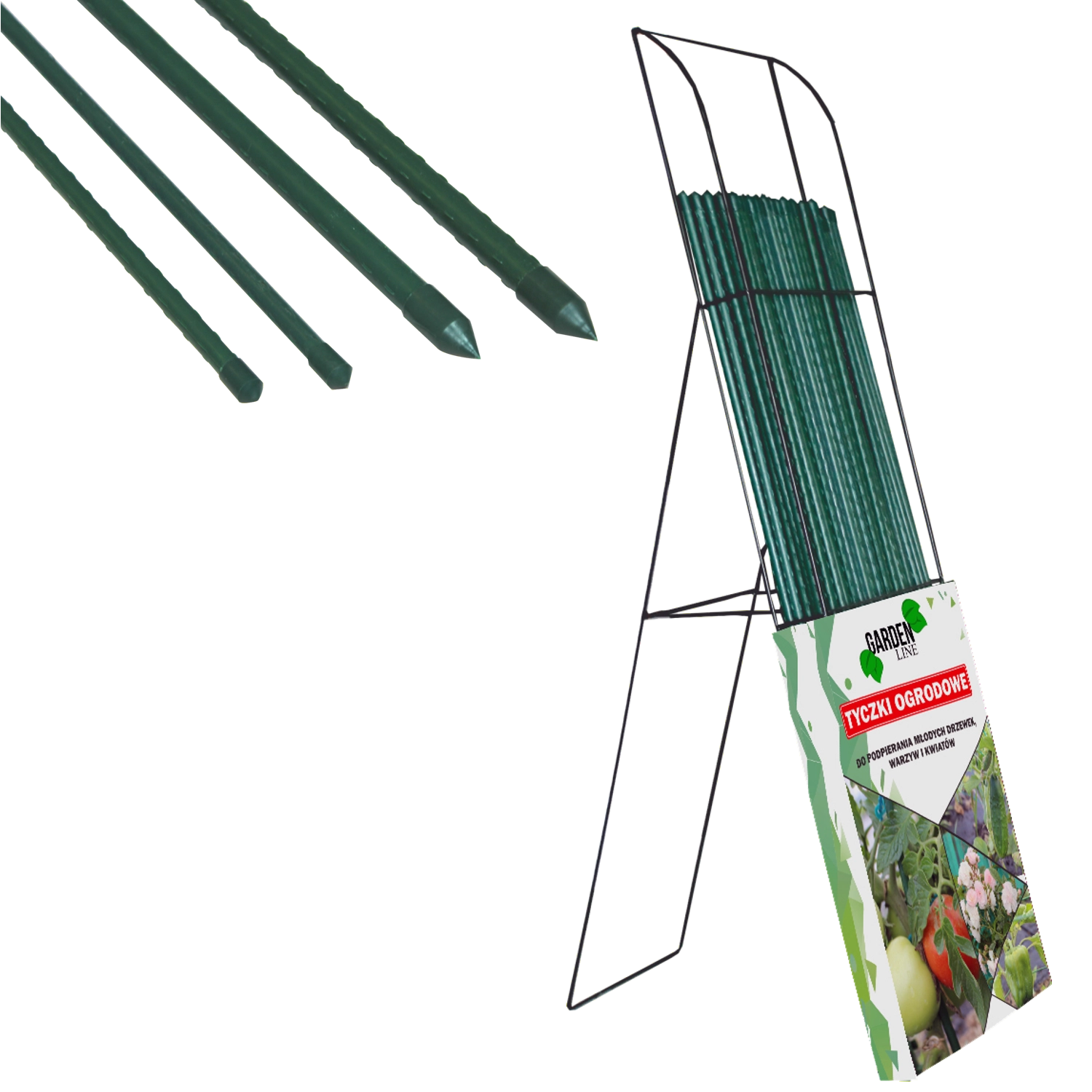 E-shop Povlakovaná oporná tyč pre rastliny 120 cm, priemer 16 mm so stojanom