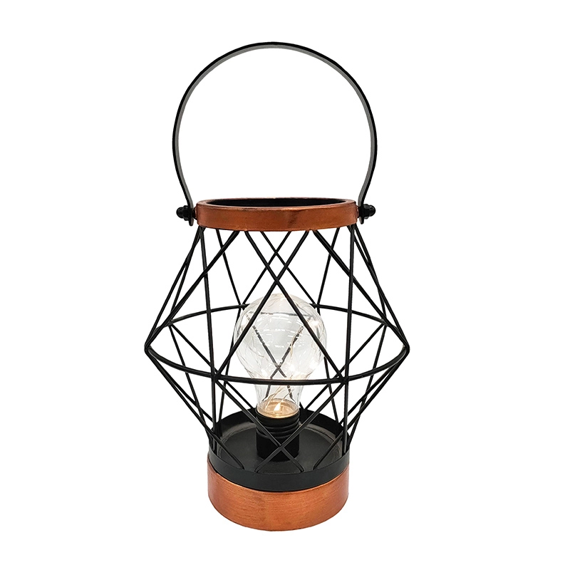 Solight dekoratívna kovová lucerna s mikro LED žiarovkou, teplá biela, 20 cm