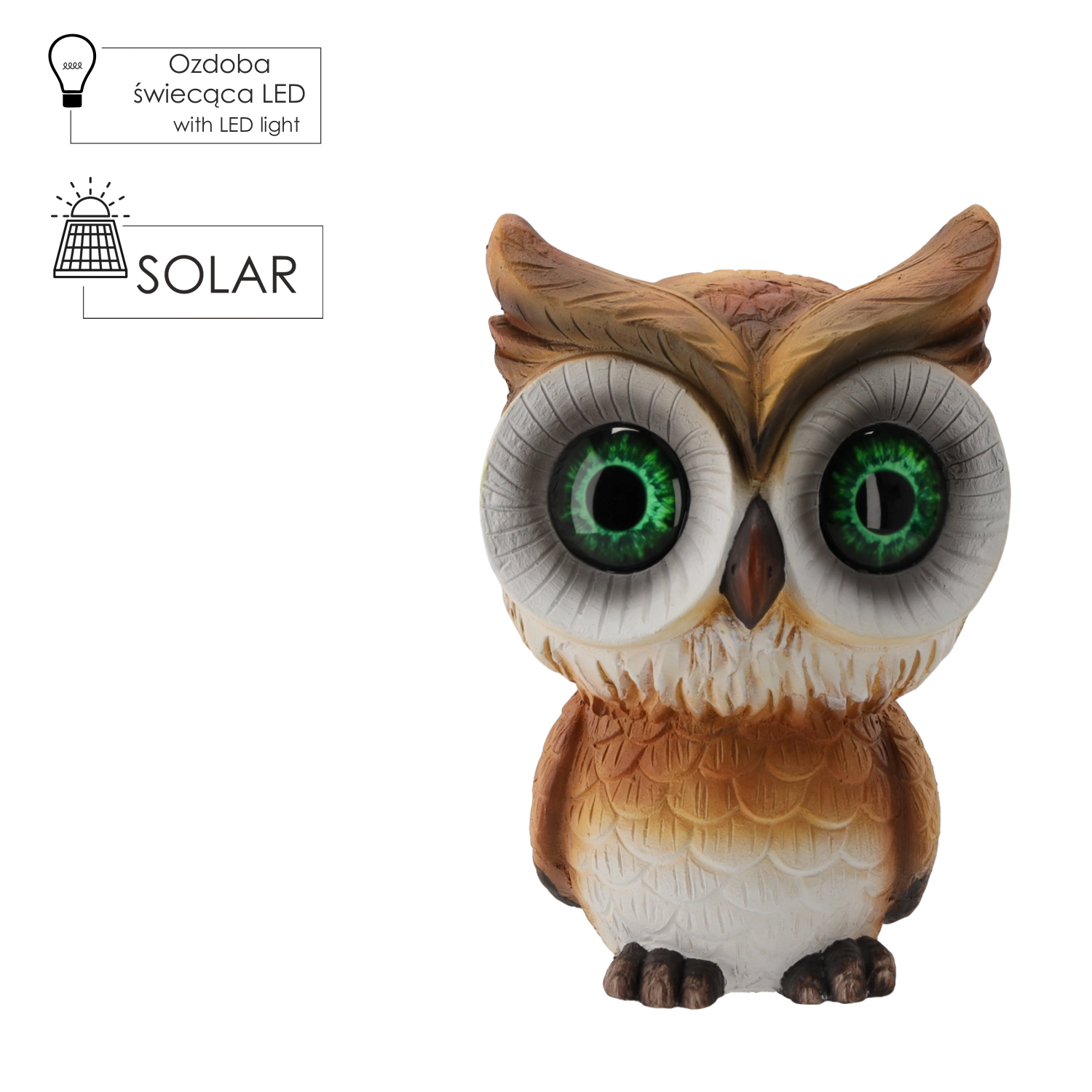 E-shop Záhradná figúrka sova so solárnym LED osvetlením 27 cm