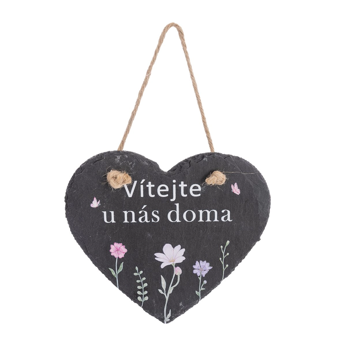 E-shop Bridlicové srdce s nápisom Vitajte