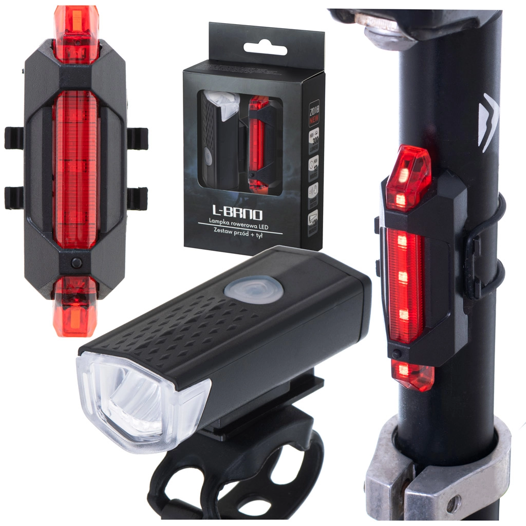 E-shop Sada LED svetiel na bicykel predné a zadné USB