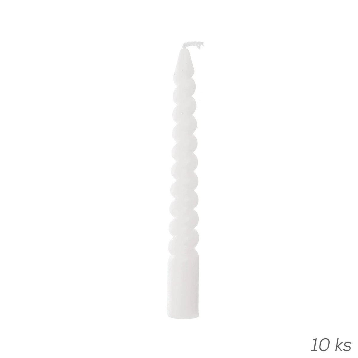 E-shop Dekoratívne krútené sviečky biele 10 cm, 10 ks