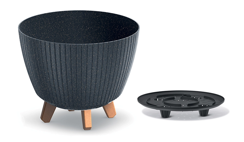 E-shop Prosperplast Květináč LAMIAL ECO WOOD antracitový, 28,8 cm