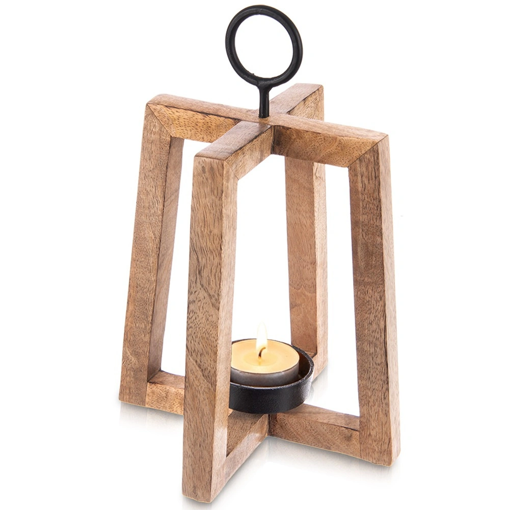 Drevený závesný svietnik z mangového dreva 18 × 18 × 27,5 cm
