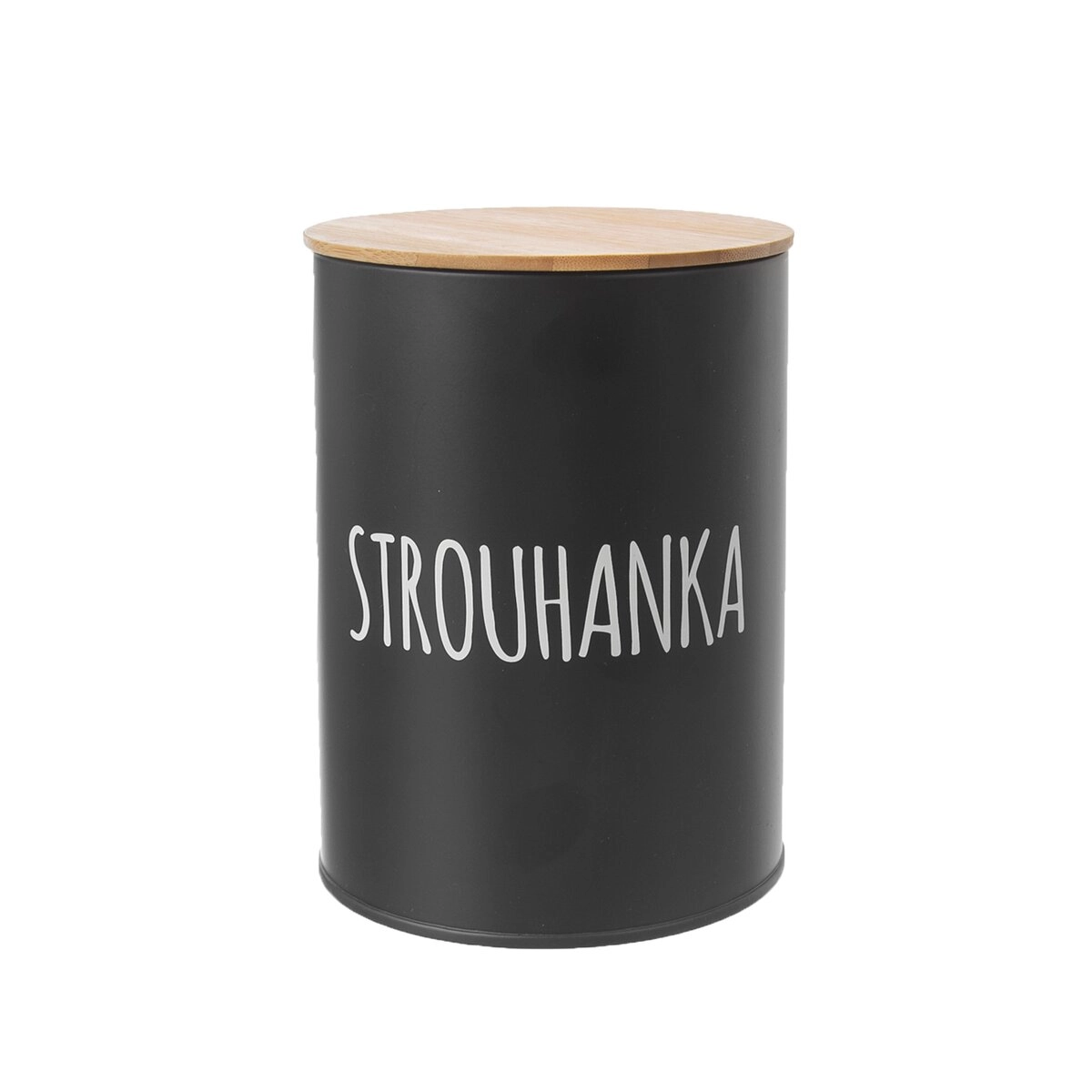 E-shop Čierna dóza na strúhanku s bambusovým viečkom 11 cm