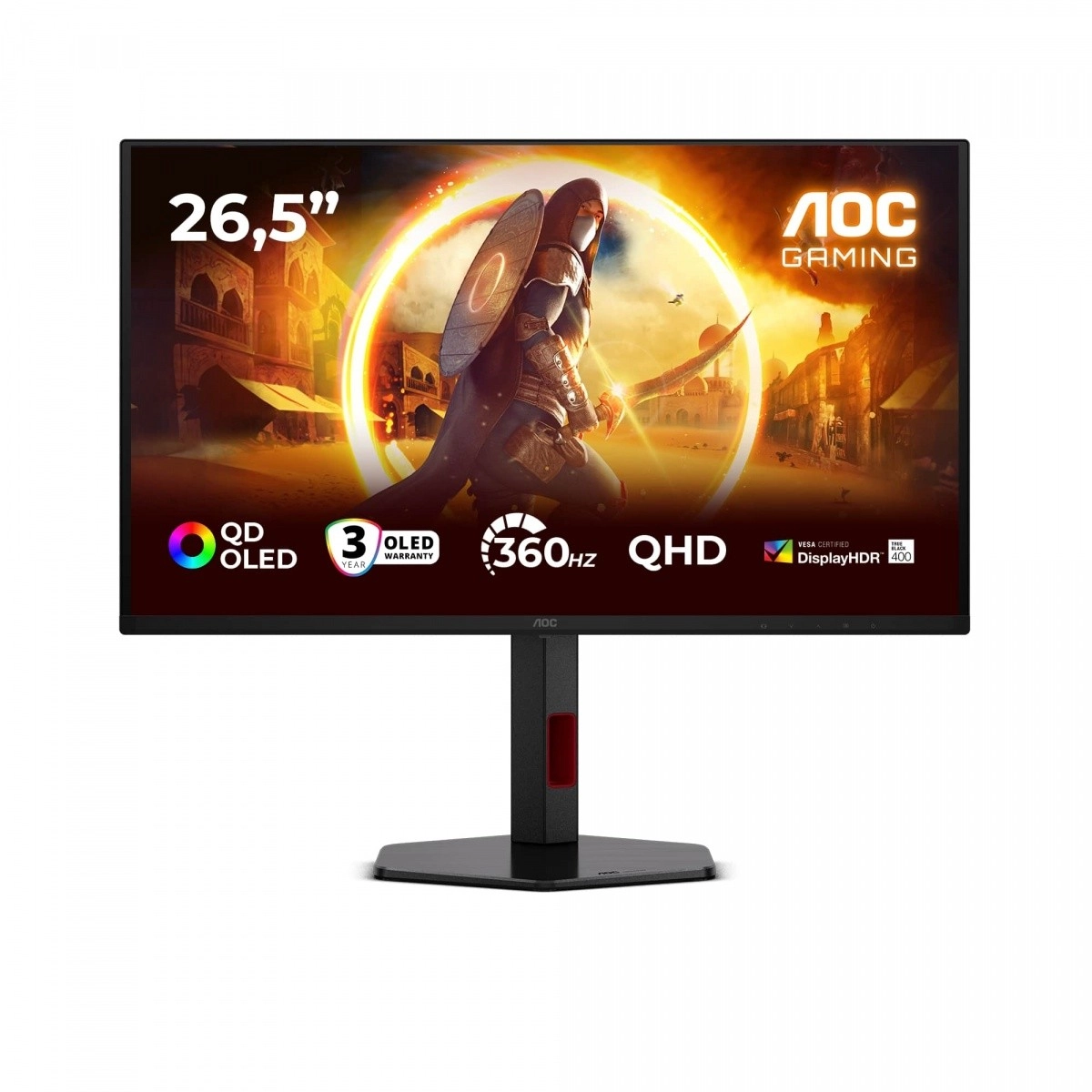 Herný monitor 26,5" QD‑OLED 360 Hz s pivotom a HDMI/DP