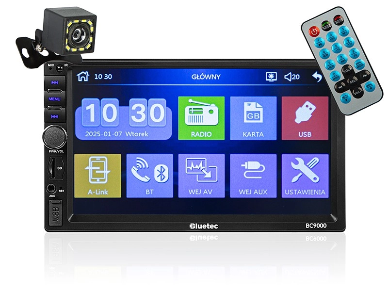 Autorádio BC9000 2DIN 7 palcov RDS USB microSD 4x50W s cúvacou kamerou