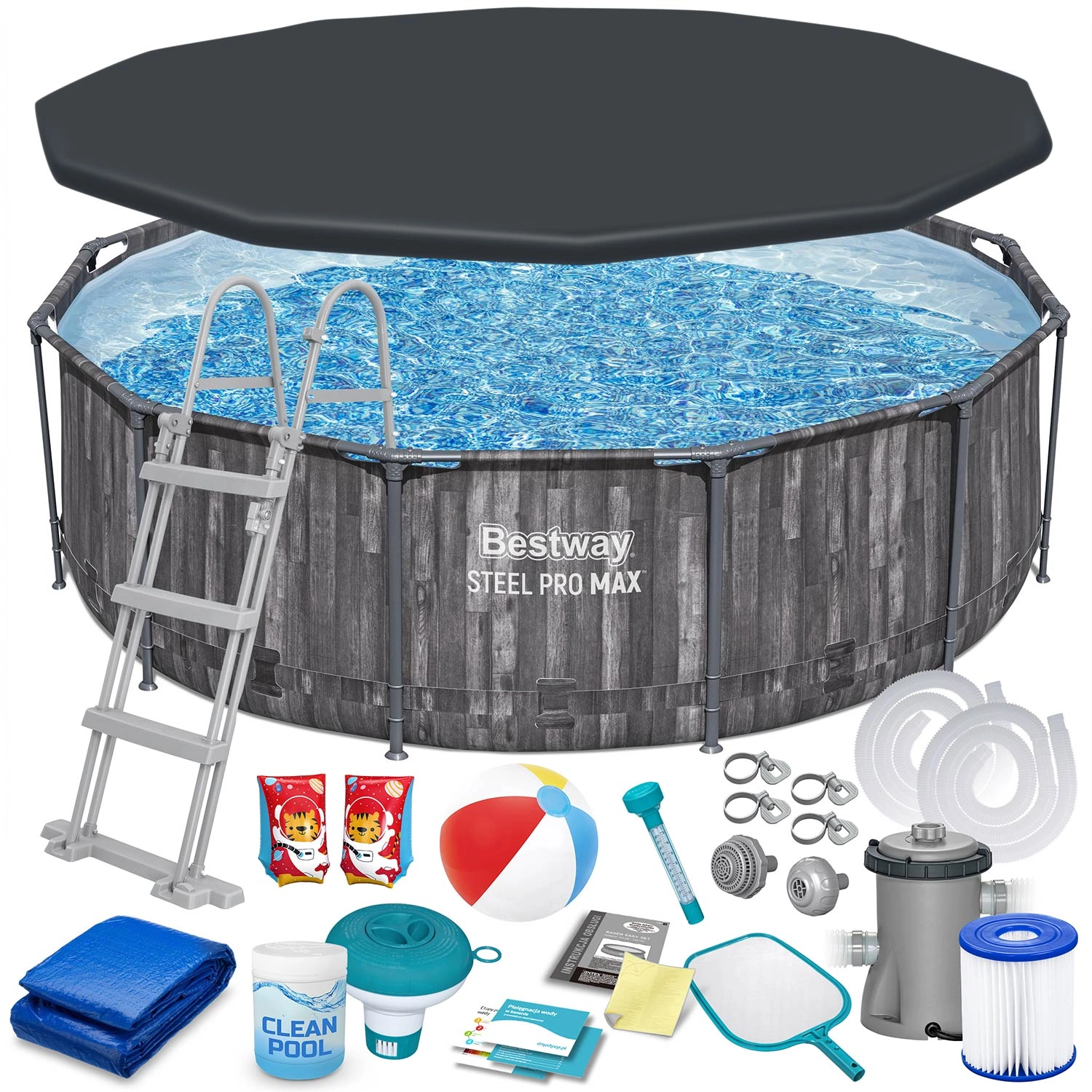 E-shop Záhradný bazén s oceľovou konštrukciou 366 × 100 cm set 18v1 BESTWAY Steel Pro MAX