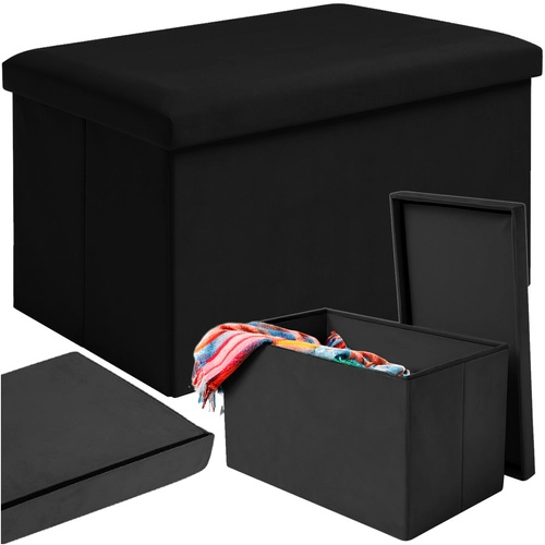 E-shop Ruhhy 25995 Taburet skládací látkový, 60 × 30 × 30 cm, nosnost 80 kg, černý