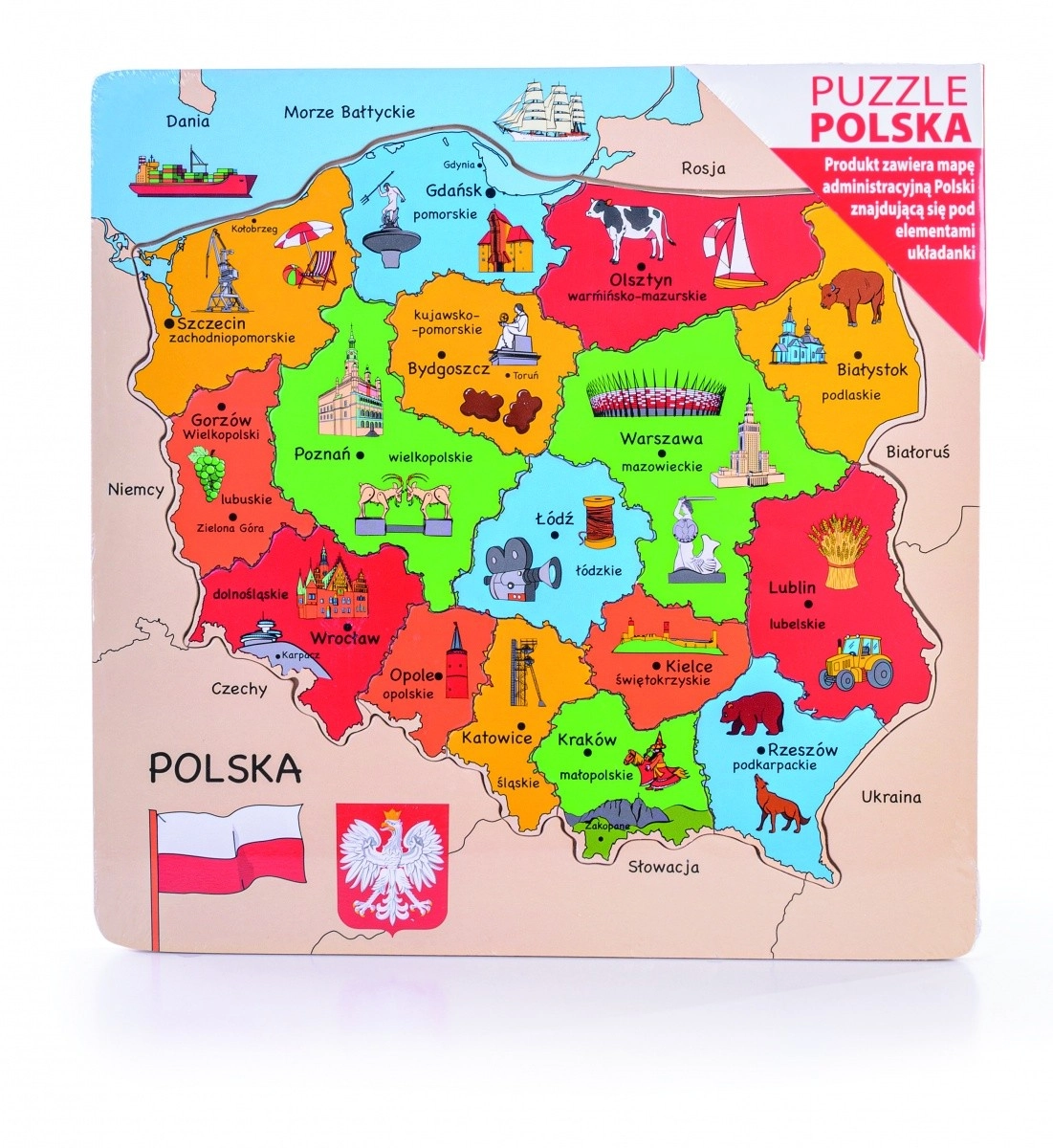E-shop Drevené puzzle mapa Poľska – vzdelávacia skladačka