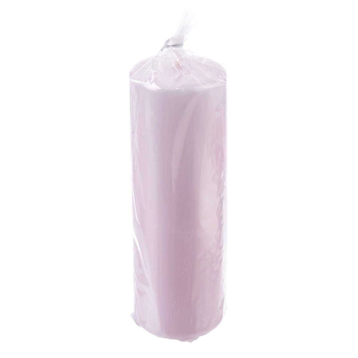 E-shop Dekoratívna valcová sviečka púdrovo ružová, lesklá, 20 cm