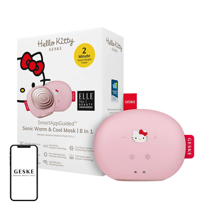 Sonicový tvárový masážny prístroj 8v1 Geske s aplikáciou (Hello Kitty ružová)