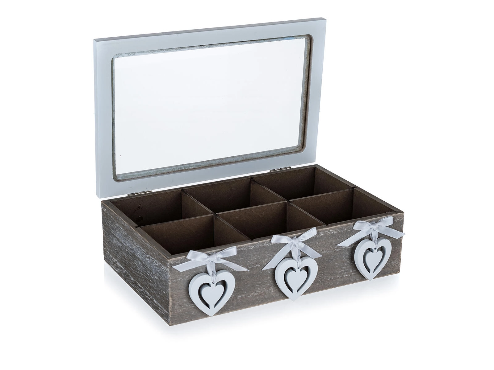 Drevený box na čaj Sculpture Heart – veľký