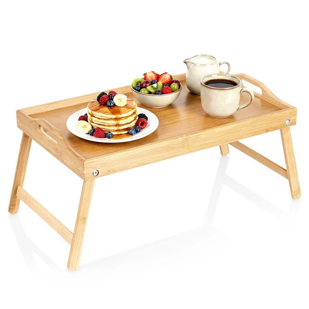 E-shop bambusový skladací raňajkový stolík 2v1 50 × 30 × 24,5 cm