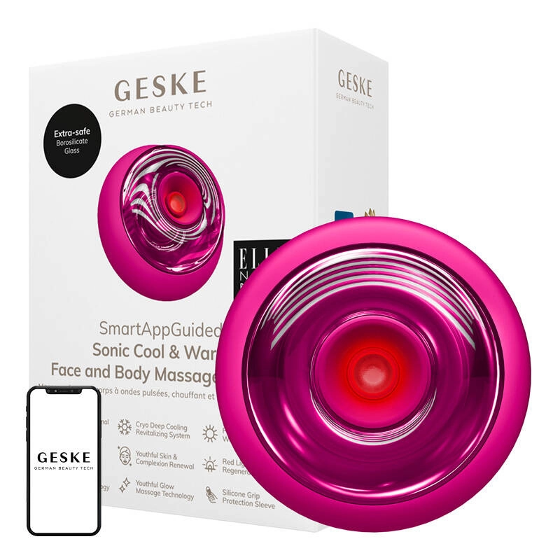 Geske sonický masážny prístroj na tvár a telo 9v1 chladivý a hrejivý magenta